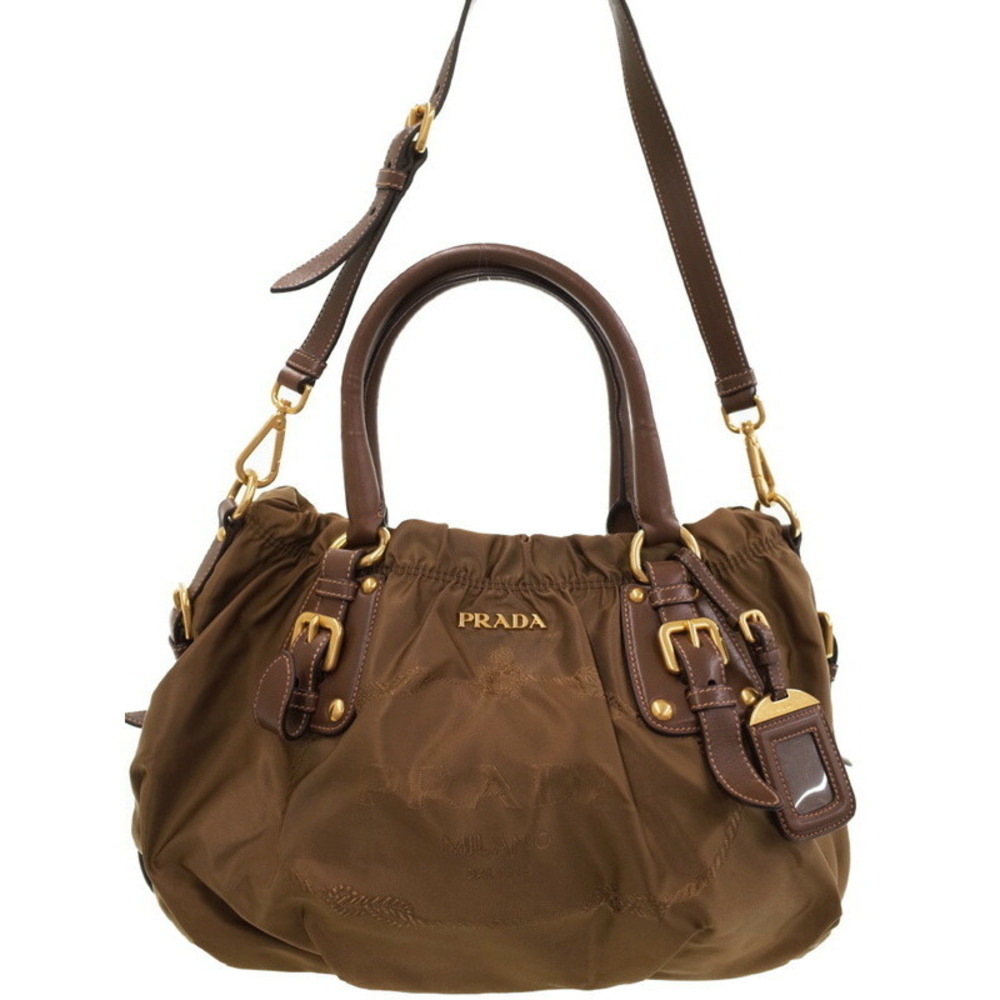 Prada brown Leather jacquard handbag Tessuto - Picture 2 of 9